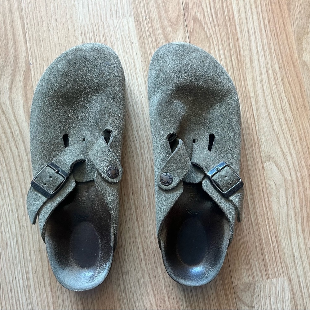 Original Birkenstock Suede Boston Clogs - Size 38